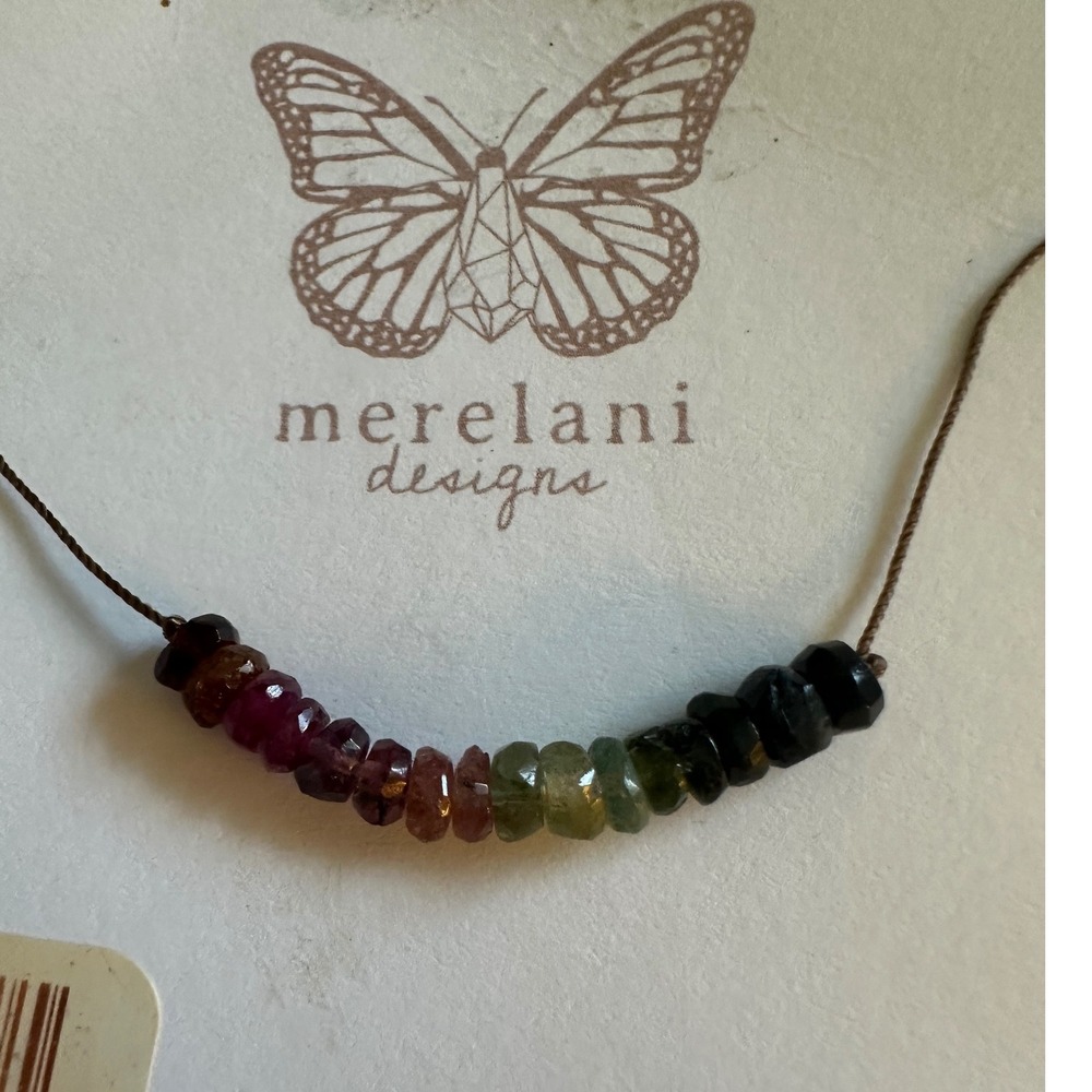 Merelani Designs Watermelon Tourmaline Silk Cord Necklace 20 Inch Boho Gemstone - Picture 2 of 5